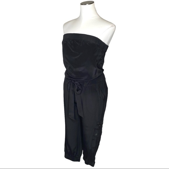 Bebe Black Strapless Cropped Jumpsuit - Picture 4 of 9